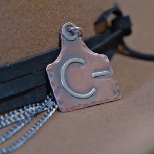 Men's Rustic Copper Cow Tag - Custom Cattle Brand Necklace - For Him - KEB Designs