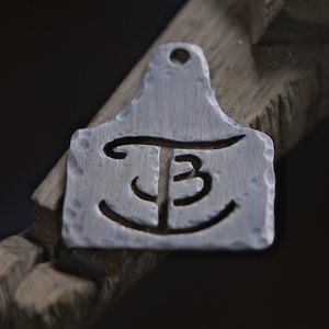 Sterling Silver Cow Tag Pendant - Cut Out Custom Cattle Brand Necklace - KEB Designs