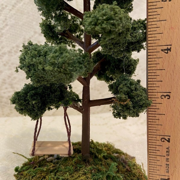 MINIATURE TREE 7.5 Inch With SWING Realistic Looking for Models Dioramas Fairy Houses Zen Gardens Dollhouse Model Railway Game Architecture