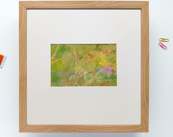 Green Abstract PAINTING, using plants and everyday objects, original hand print, wall art , framed or window mounted