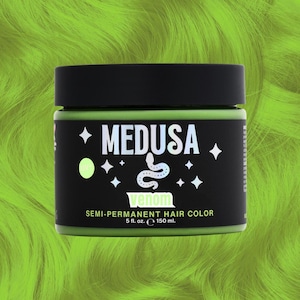 Medusa Semi-Permanent Hair Color, Vegan and Cruelty-Free Green Hair Dye, Deep Conditioning Hair Color (5FL OZ, Venom)