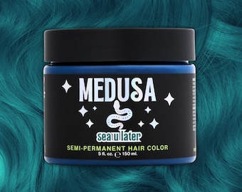 Medusa Semi-Permanent Hair Color, Vegan and Cruelty-Free Sky Blue Hair Dye, Deep Conditioning Hair Color (5FL OZ, Sea U Later)