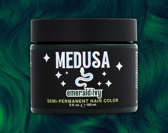 Medusa Semi-Permanent Hair Color, Vegan and Cruelty-Free Green Hair Dye, Deep Conditioning Hair Color (5FL OZ, Emerald Ivy)