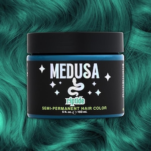 Medusa Semi-Permanent Hair Color, Vegan and Cruelty-Free Teal Green Hair Dye, Deep Conditioning Hair Color (5FL OZ, Riptide)