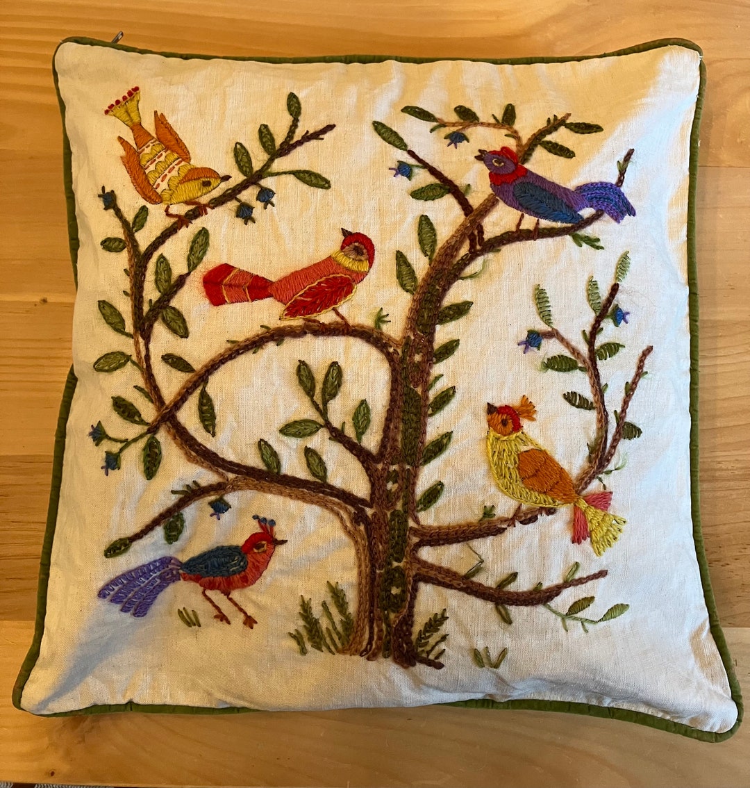 Vintage Embroidered Pillow Etsy
