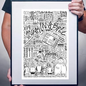 NEW: Widespread Panic Songs Poster-12x18 Poster- 115 Original Songs by WSP - Hand drawn fonts & line drawings - 325 gsm matte sheen print