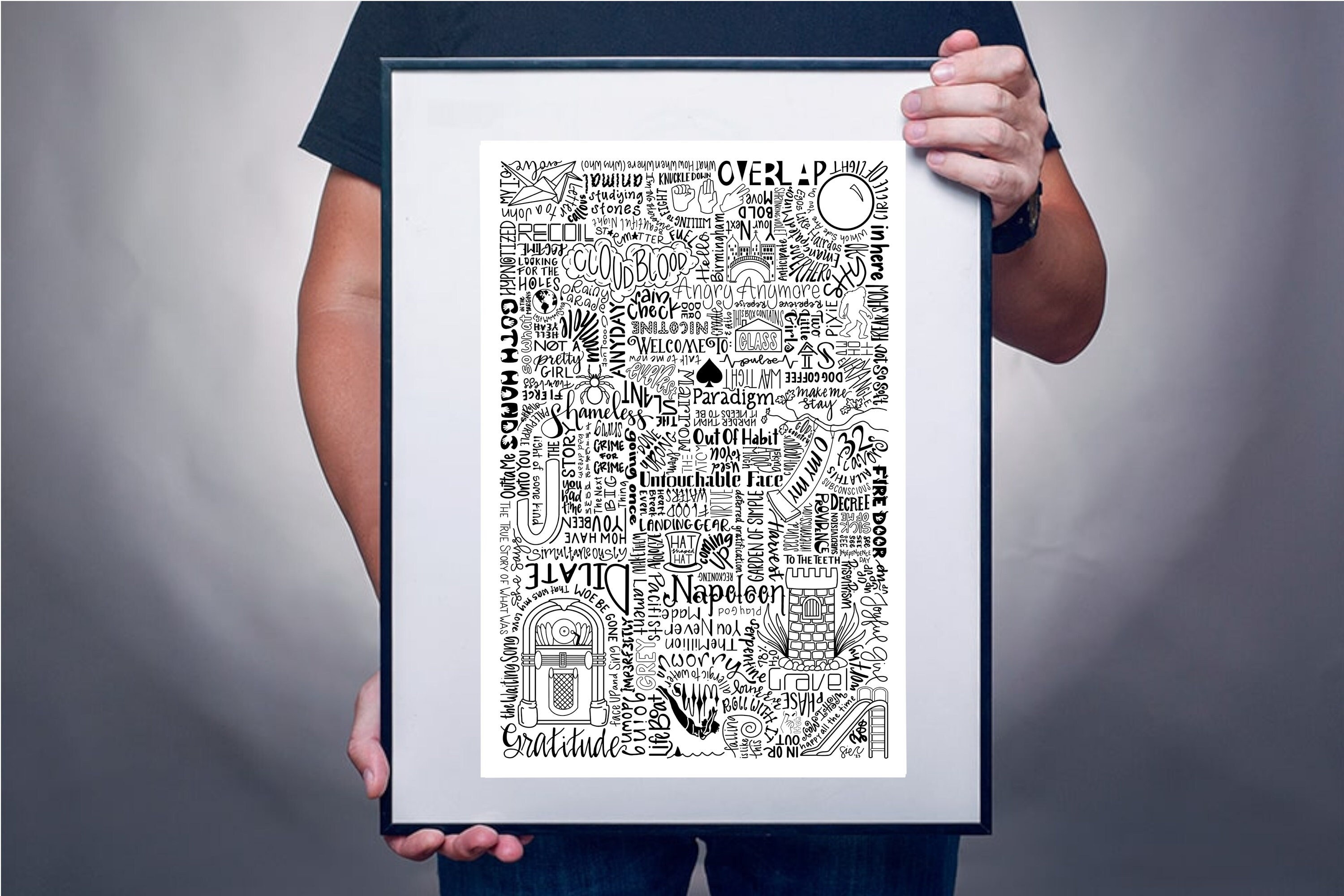 Ani DiFranco Songs Poster - 12"x18" Poster - Hand Drawn Print of Original Song Titles by Ani DiFranco