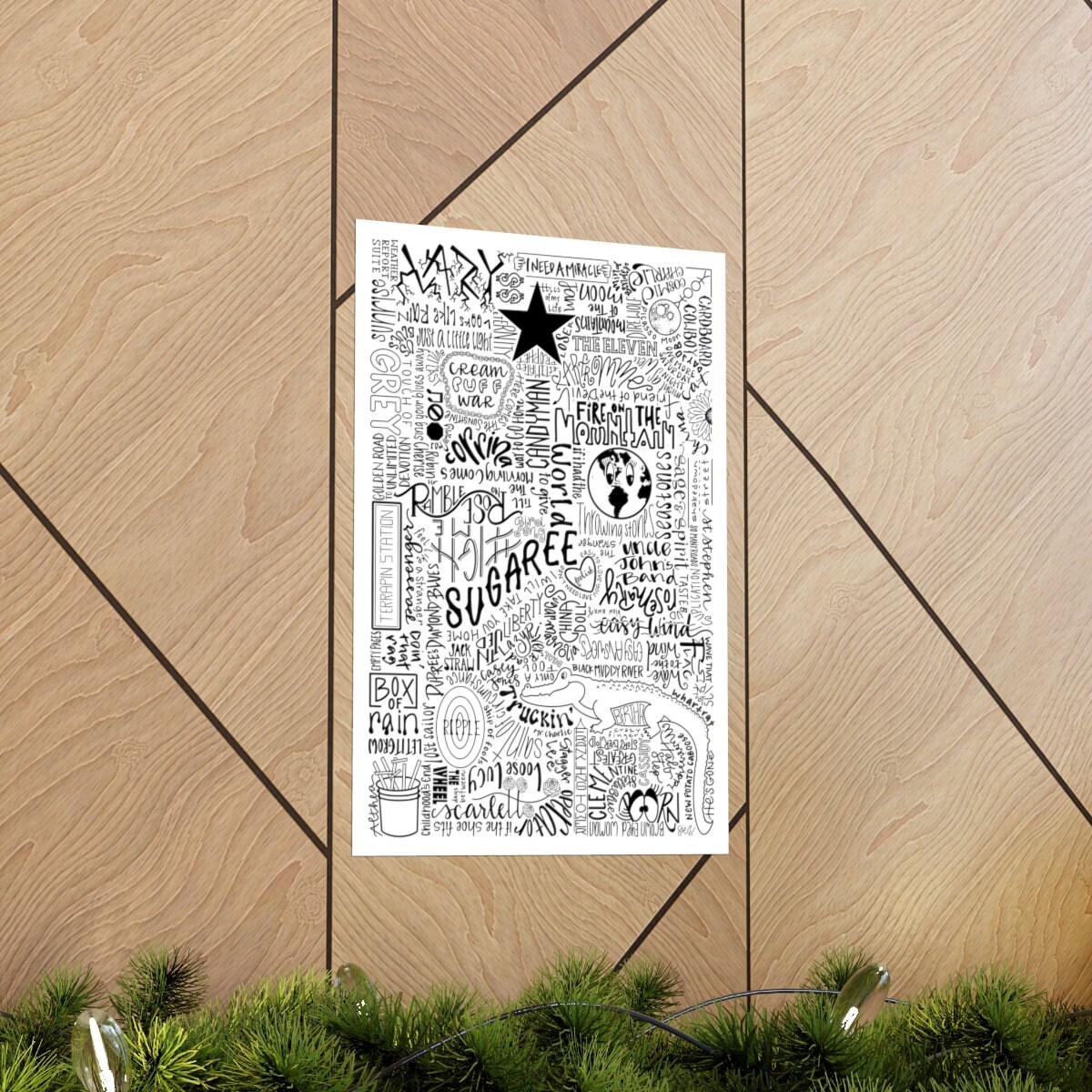 Discover Grateful Dead Song Poster - Line Drawing of Original Songs by the Grateful Dead  (Und)