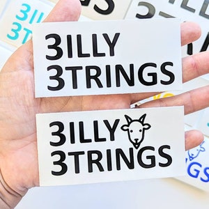 Billy Strings - 3illy 3strings - Goat- Bluegrass: Größe wählen, Farbe wählen, Aufkleber für Laptop, Glas, Tasse, Kühlschrankaufkleber, BMFS