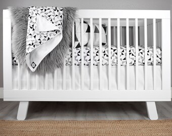 black and white crib skirt