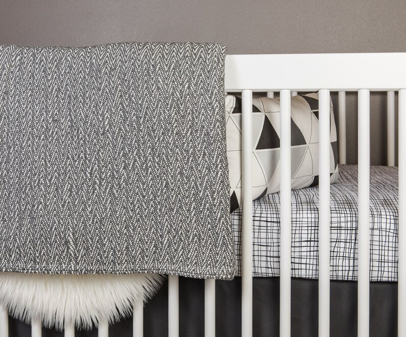 Black and White Crib Bedding Modern Nursery Wavy Etches Etsy