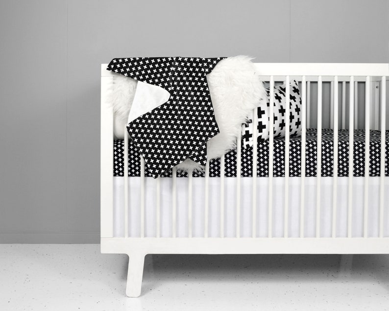 Modern crib bedding black and white baby bedding swiss cross Etsy