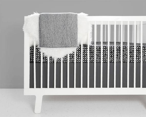 black white crib sheet