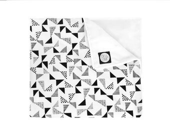 Modern Baby Minky Blanket Black and White Nursery Monochrome Baby Blanket Modern Nursery Monochrome Nursery Tipi and Cactus Minky Blanket
