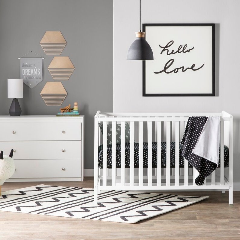 Modern crib bedding / black white baby bedding / neutral Etsy