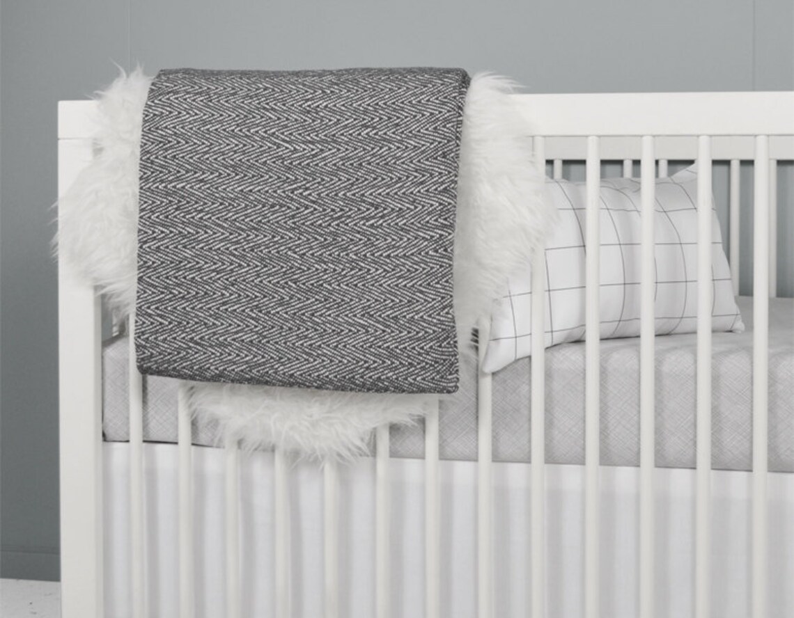 Modern Gray and White Crib Bedding Set Neutral Crib Bedding Etsy