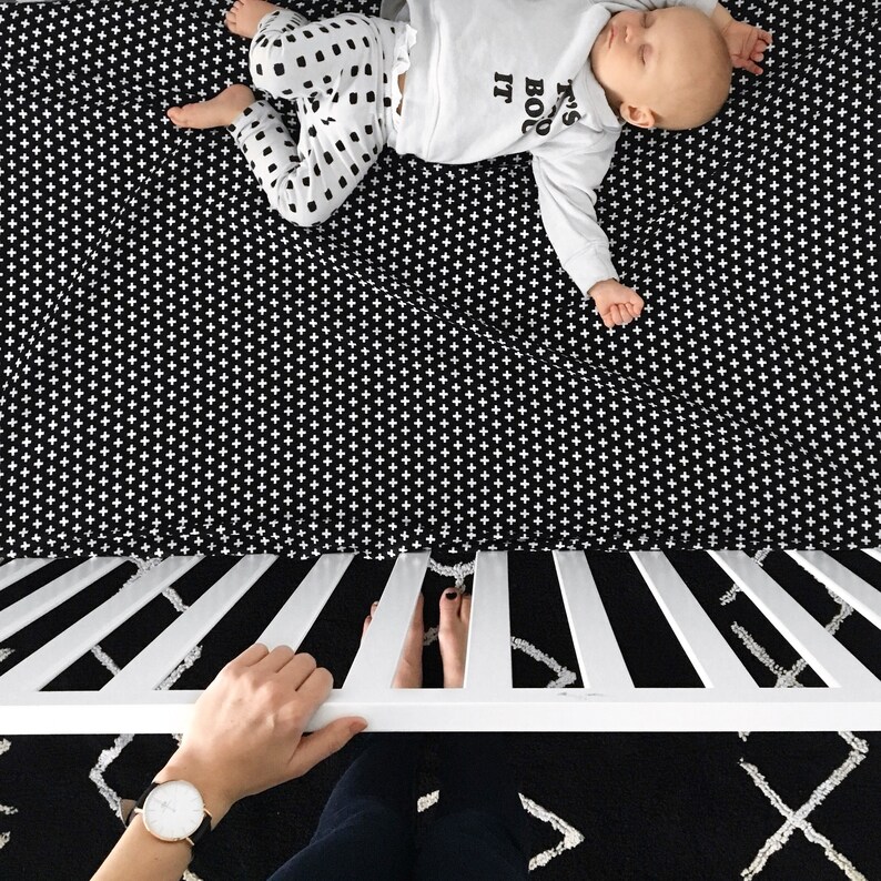 Modern crib bedding black and white baby bedding swiss cross Etsy