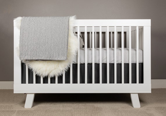 Black And White Crib Bedding Modern Nursery Mini Grid Crib Etsy