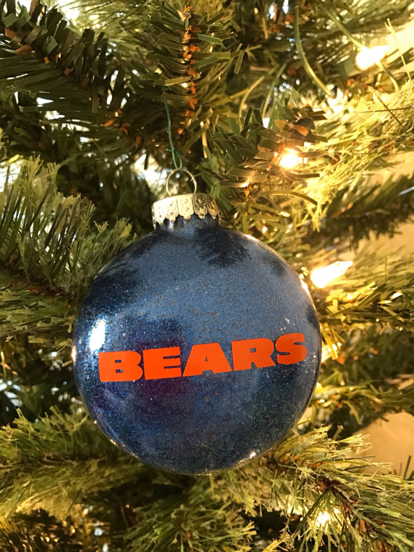 Chicago Bears Christmas Ornament Personalized Ornament Glass Etsy