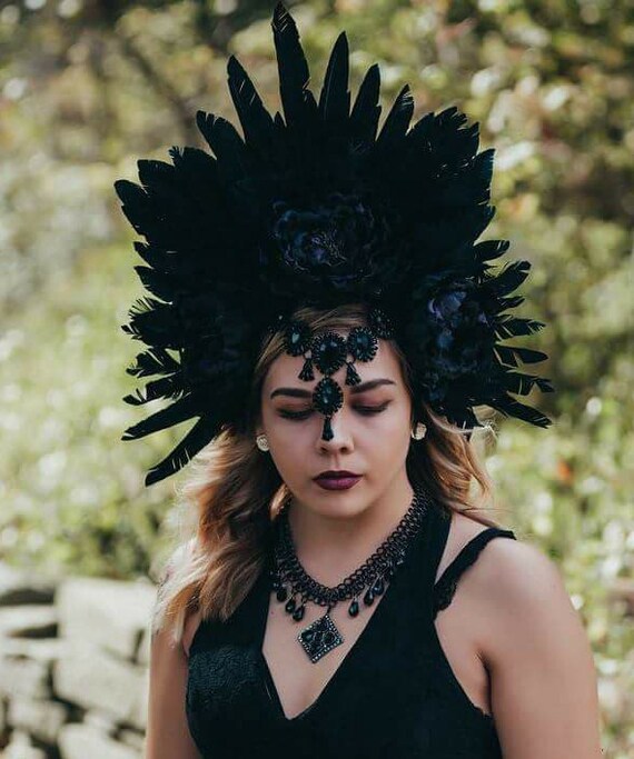 Feather Headdress Raven Flower Crown 