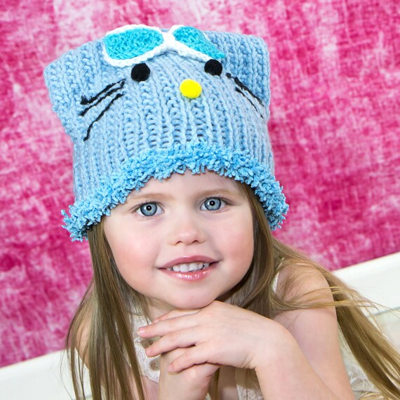 Items similar to Knit Kids Cat Ear Hat, Toddler Girls Sizes, Etsy Made