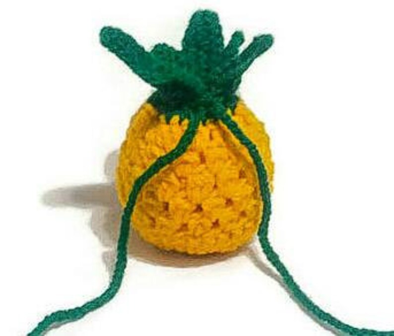 Dice Pouch Crochet Pineapple Pouch Crochet Food Crochet Food Eco Friendly Cotton Small Drawstring Bag Tropical Fruit