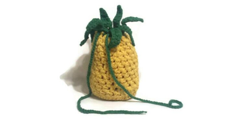 Dice Pouch Crochet Pineapple Pouch Crochet Food Crochet Food Eco Friendly Cotton Small Drawstring Bag Tropical Fruit