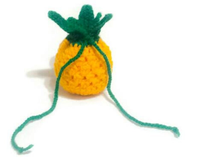 Dice Pouch Crochet Pineapple Pouch Crochet Food Crochet Food Eco Friendly Cotton Small Drawstring Bag Tropical Fruit