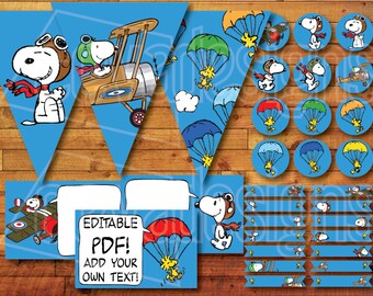 Printable Snoopy Birthday Party Decoration Peanuts Charlie Etsy