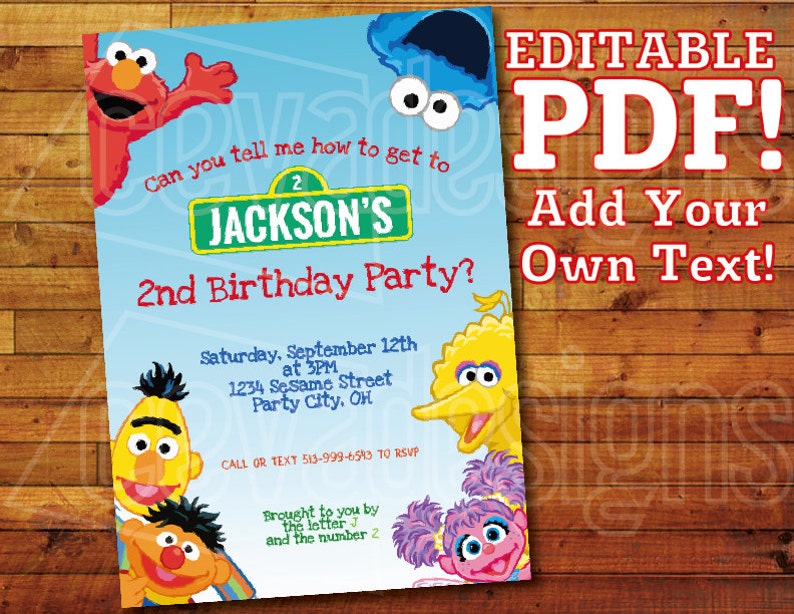 Printable Sesame Street Invitation for Sesame Street Birthday Etsy