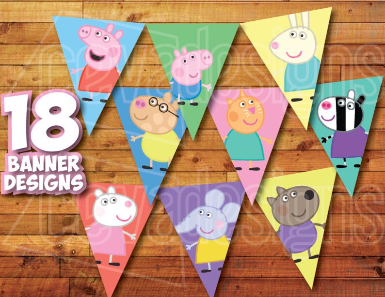 18 Printable Peppa Pig Birthday Party Banner / Bunting / | Etsy