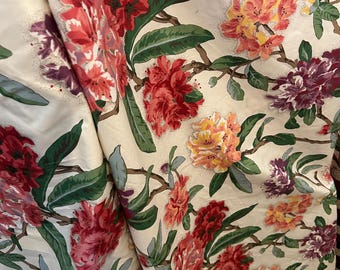 7 yards 54” wide vintage floral chintz polished cotton fabric.