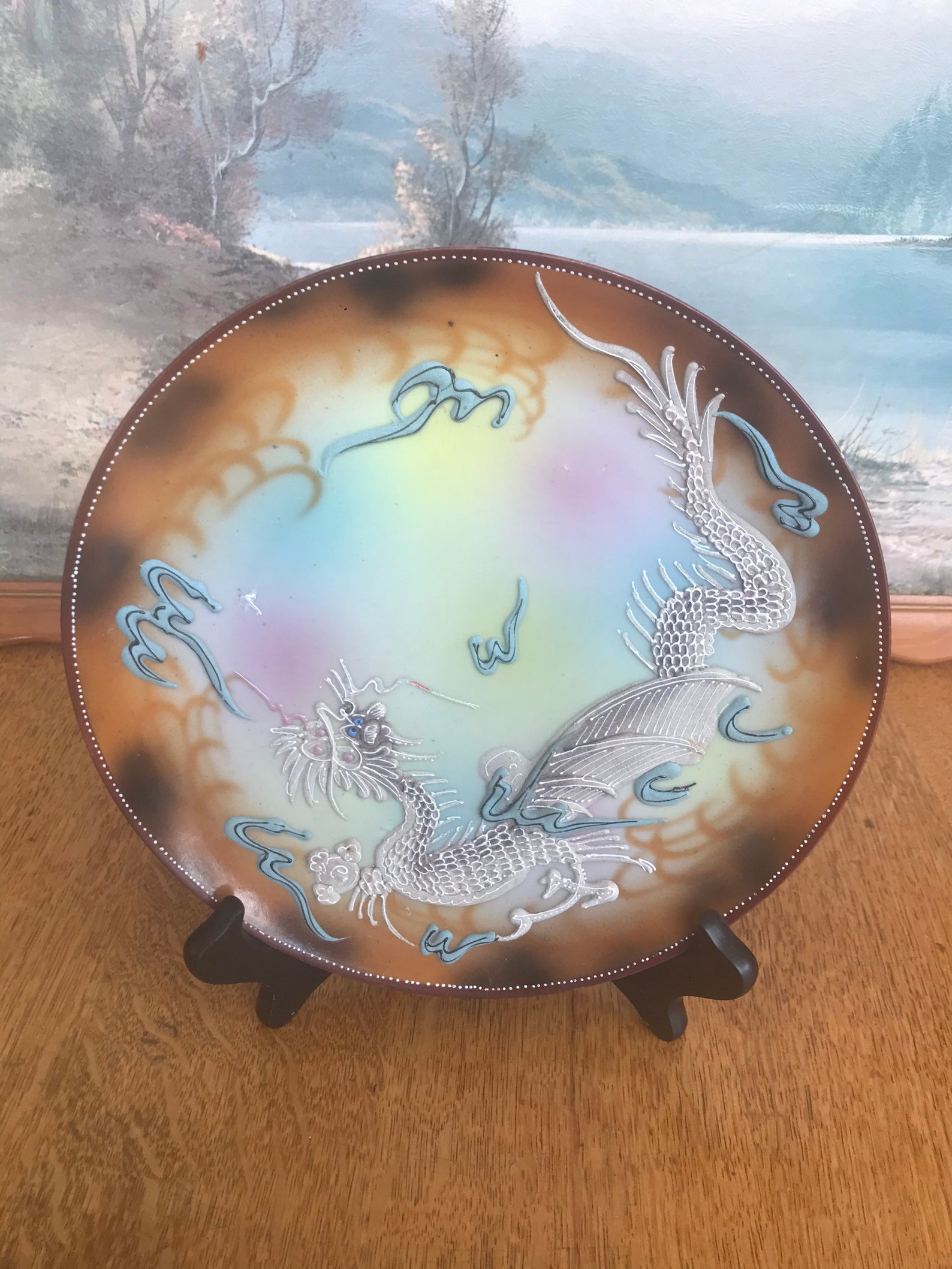 Moriage Dragonware plate Japanese pottery Etsy