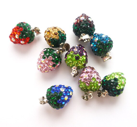 Items similar to 50pcs/lot pave beads,strawberry beads,strawberry ...