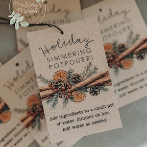 ホリデーシーズンにぴったりのストーブトップポプリギフトタグ | 印刷可能なDIY（PDF）