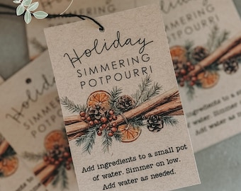 Holiday Stovetop Potpourri Gift Tag | Printable DIY (PDF)