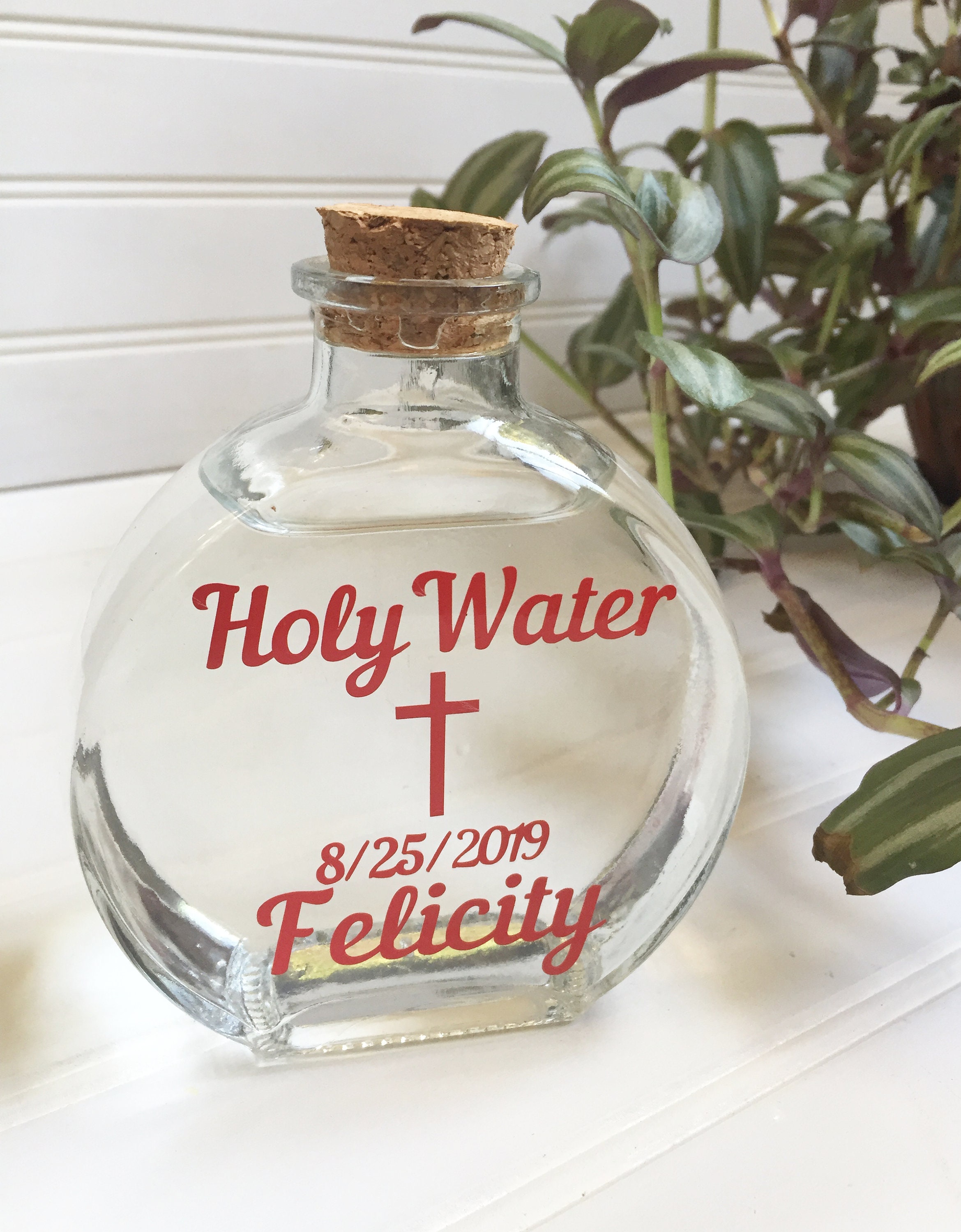 Personalized Glass Holy Water Bottle Gift for Baptism First Etsy