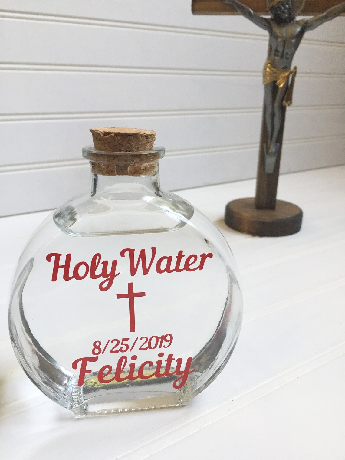 Personalized Glass Holy Water Bottle Gift for Baptism First Etsy