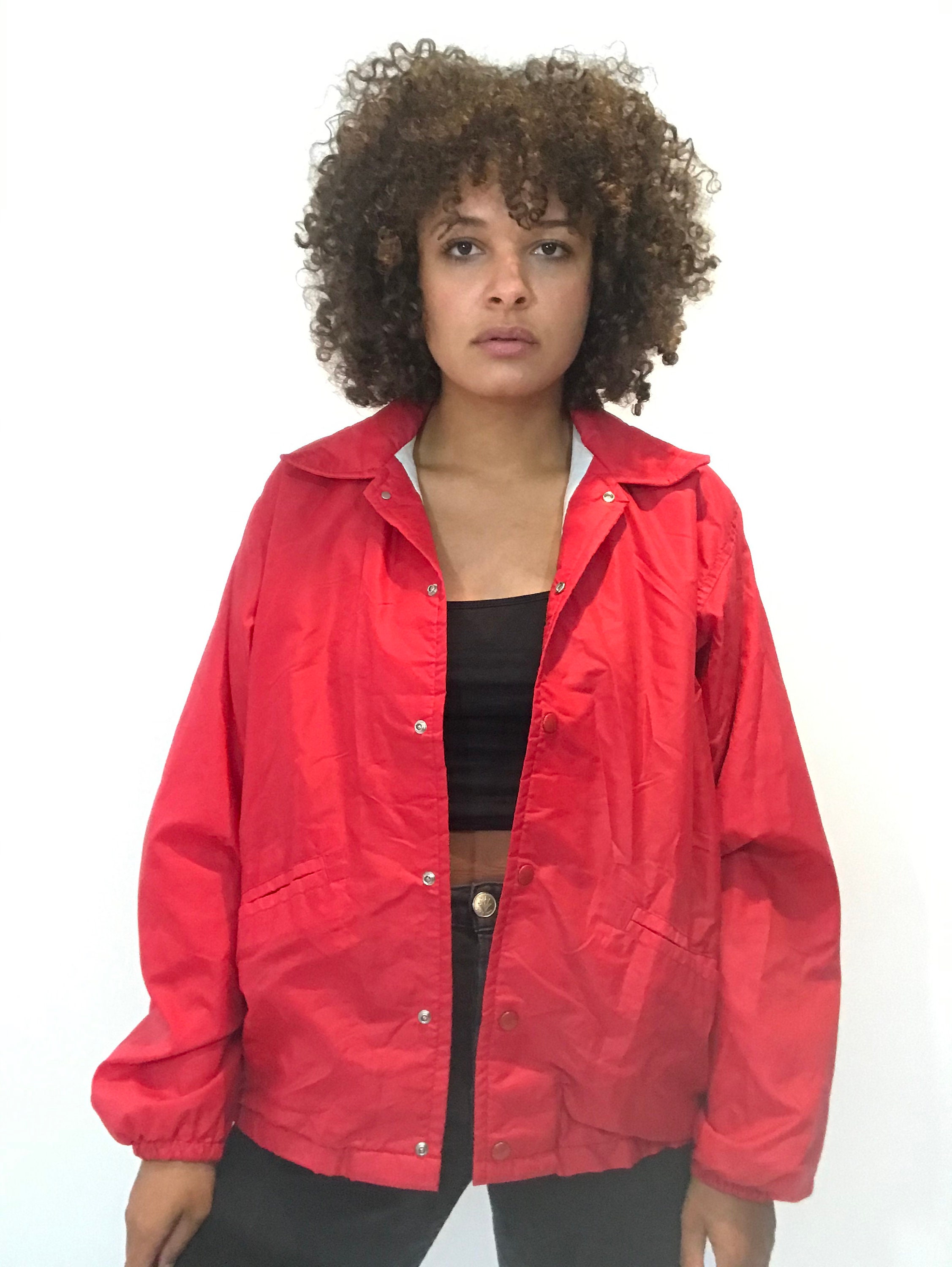 Red windbreaker women's Clearance