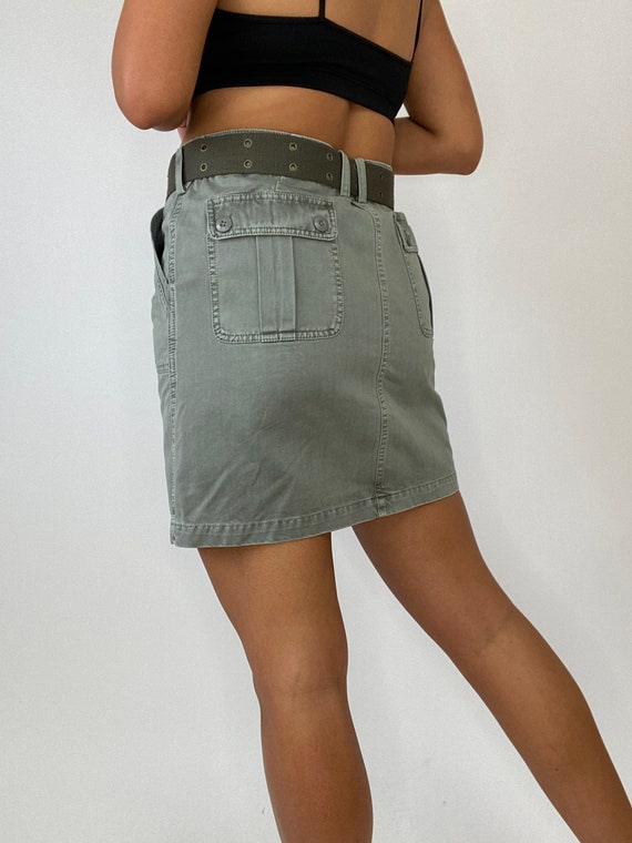 y2k Green Cargo Skirt. 2000s Mini Skirt. Medium. 90s.… Gem