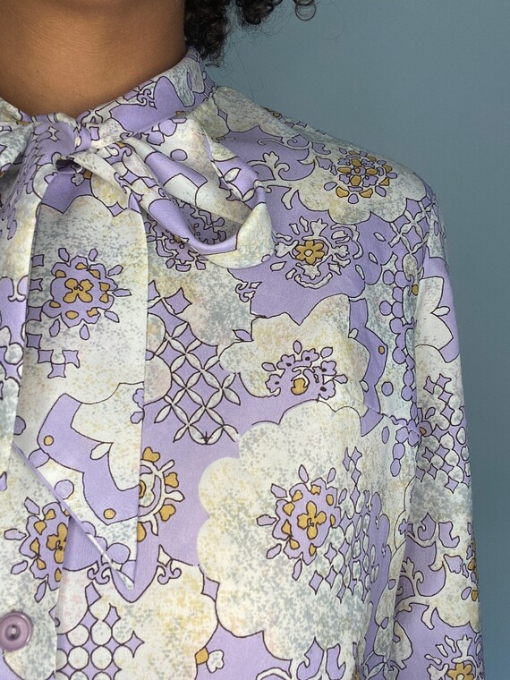 70’s Purple Sunburst Pleated Blouson Flutter Sleeve Maxi