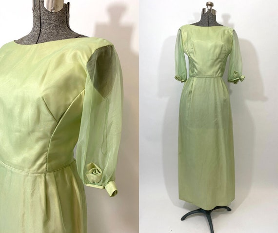 50s Green Party Dress. 1950s Floral / Flower Cocktail Dress. | Etsy