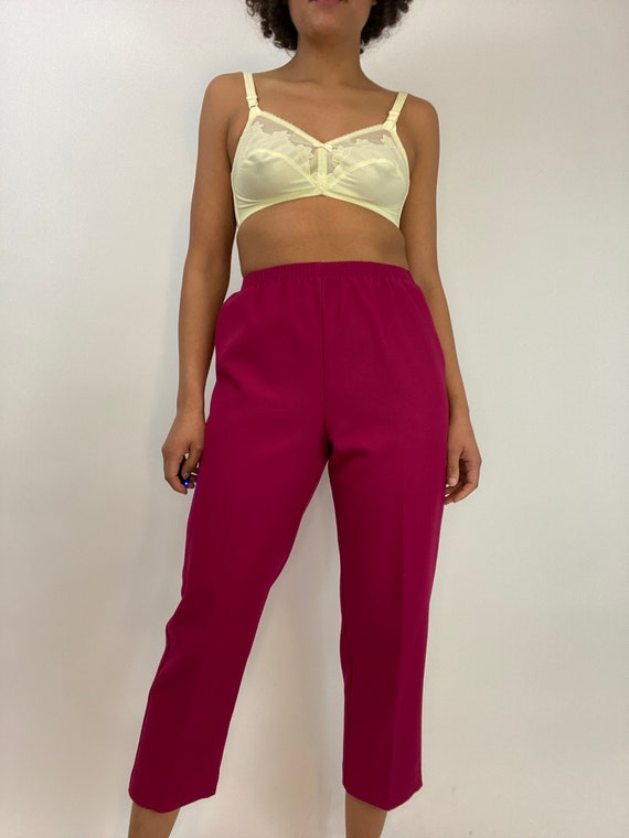 80s Dark Pink Pants. 1980s Trousers. Medium. Larg… - image 2