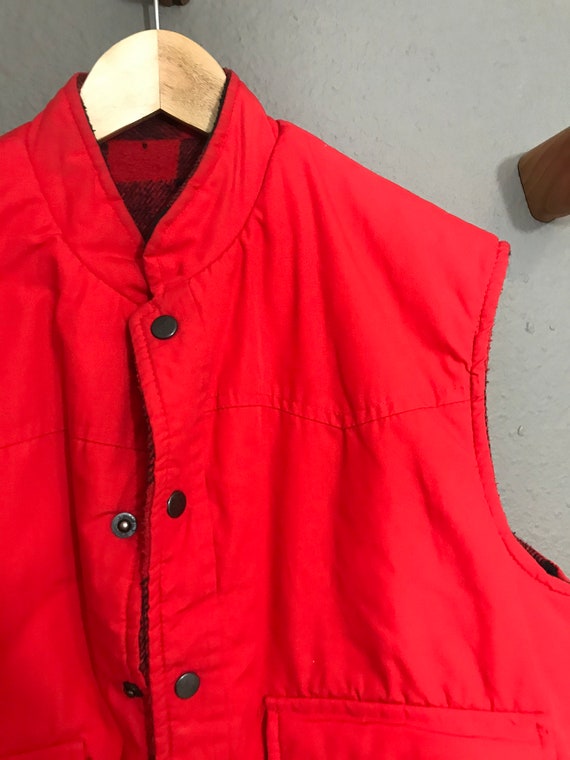 70s Reversible Vest. 1970s Red Plaid Vest. Flanne… - image 4