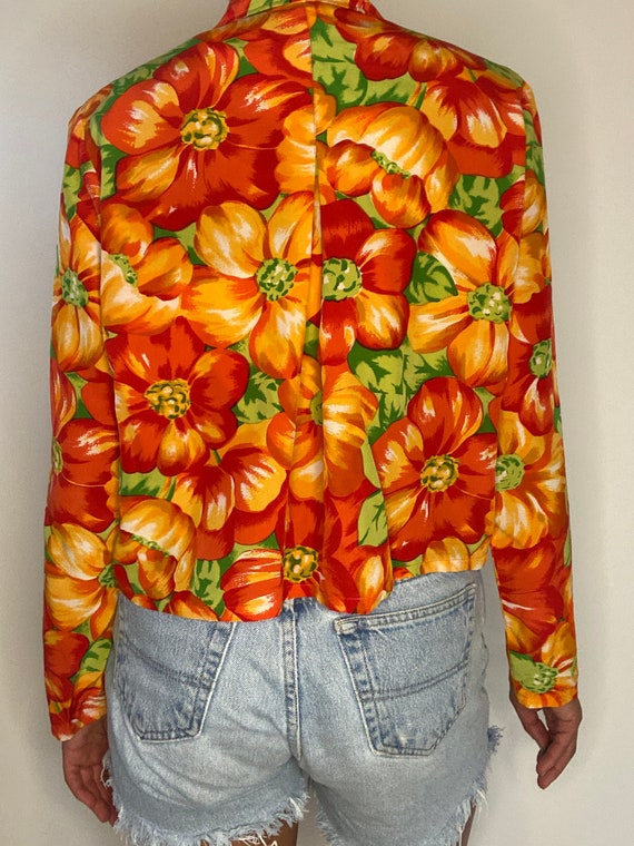 90s Silk Blouse. 1990s Colorful Floral / Flower P… - image 6
