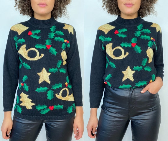 Vintage Christmas Knit Sweater. 1990s 