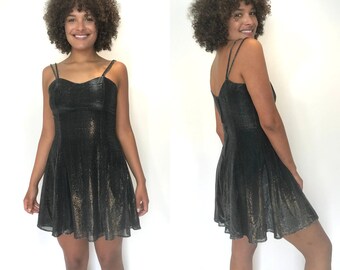 90s Silver Metallic Dress. 1990s Sleeveless Mini Dress. All That Jazz. Medium.