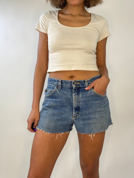 90s Denim Shorts. 1990s Dark Wash Jean Shorts. Cu… - image 5