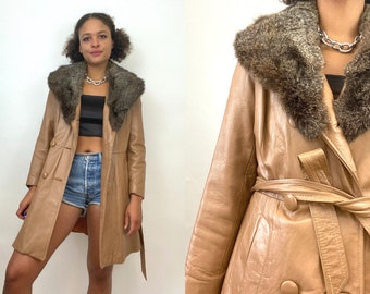 70s fur collar coat