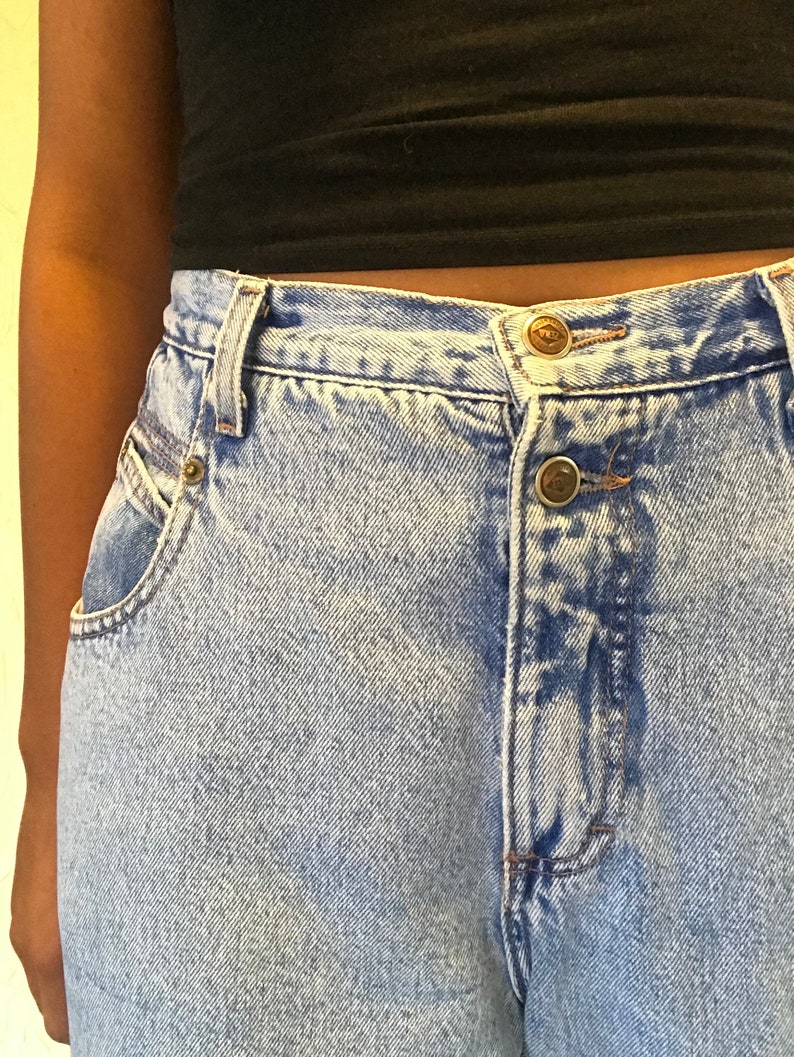 Medium 80s Acid Wash High Waist Jeans Zena Size 16 1980s Blue Denim Pants Large.
